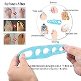 Gel Toe Separator & Stretcher Toe Spacers Rubber Hammer Toe Correctors 1 Yoga Toe Massage Ball + 2 Gel Toe Caps + 2 Toe Stretcher Used for Men and Women Foot Pain Relief Fighting Bunions Relaxing Toe
