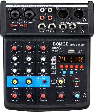 Mezcladora De Dj Bomge 04f D/4 Canales Mp3/usb/bluetooth/48v | Meses Mezcladora De Dj Bomge 04f D/4 Canales Mp3/usb/bluetooth/48v | Meses