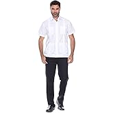Mojito Collection Men's Plus Size Classic Four-Pocket Guayabera Poly Cotton Blend Short Sleeve 3X-8X