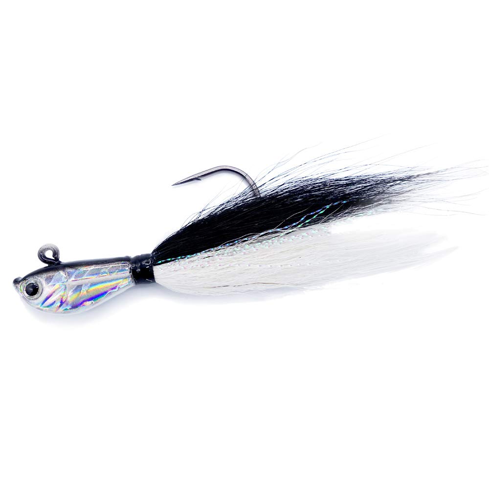 seasky 3D Eye Fishing Bucktail Jigs Saltwater Bucktail Fishing Lure Fishing Baits Bucktail 1oz Pack of 1