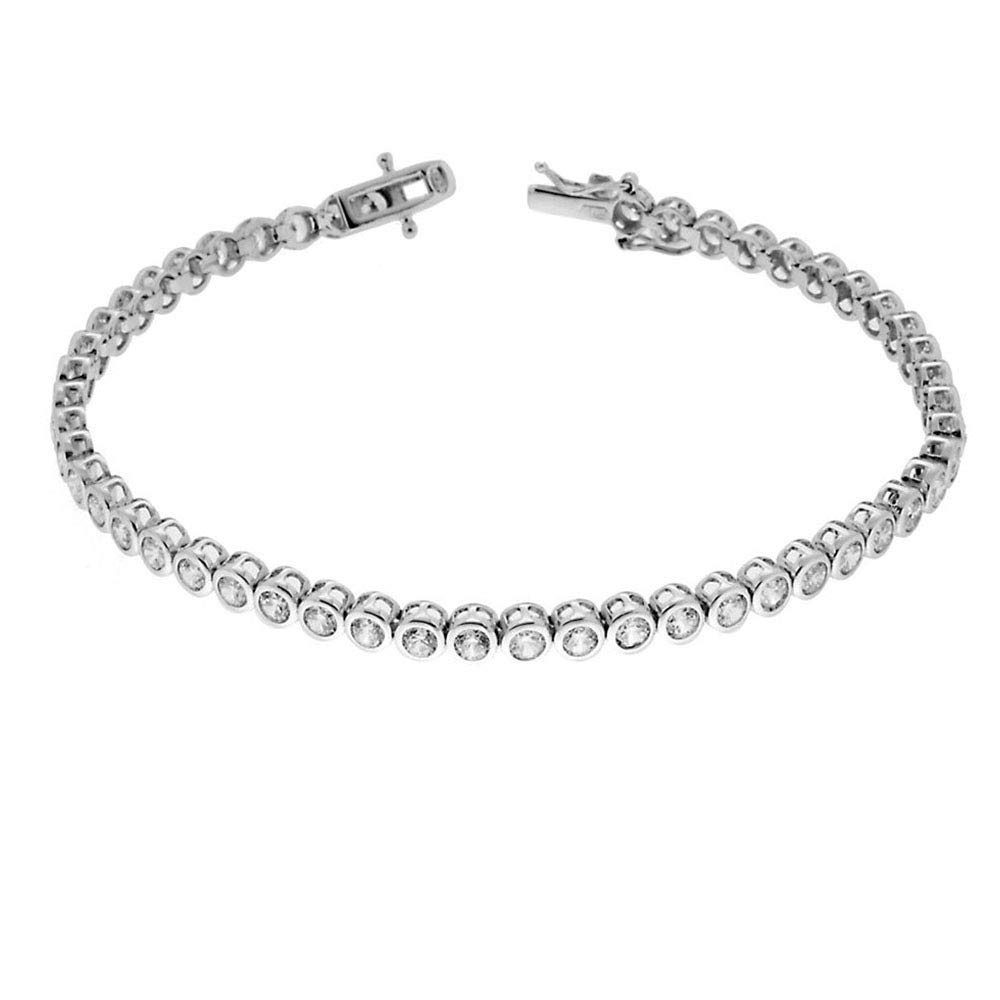 Bracelet Man bracelet Woman bracelet Tennis Silver 925 zircons Round cut tennis"Cipollina" Sterling Silver Measure 19.5 cm. Round zircons of your choice 1.5-2 - 3 mm (3 mm)