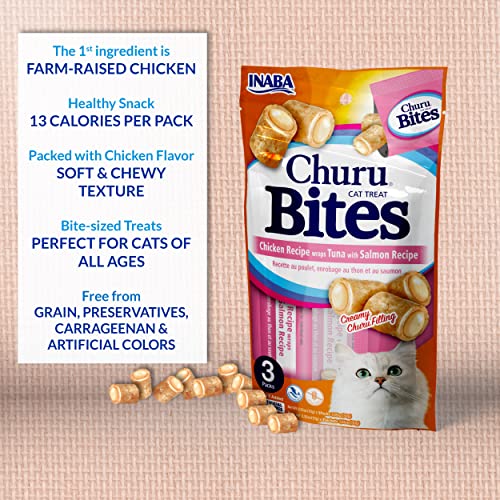 INABA Churu Bites for Cats, Soft & Chewy Cat Treats with Creamy Churu