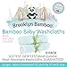 Brooklyn Bamboo Organic Bamboo Baby Washcloths (Pack of 6) Premium Quality Extra Soft & Highly Absorbent Face Towels (10 x 10 Inches Reusable Wipes) - Perfect Cloth for Sensitive Skin of all Age, Blue