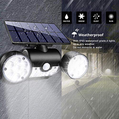Outdoor Solar Lights, Ollivage 30 LED Solar Security Lights with Motion Sensor Dual Head Spotlights IP65 Waterproof 360° Adjustable LED Solar Motion Lights for Front Door Garage Patio Deck, 2 Pack