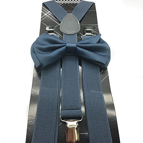 Dark Grey Color Wedding Accessories Adjustable Bow Tie & Suspenders