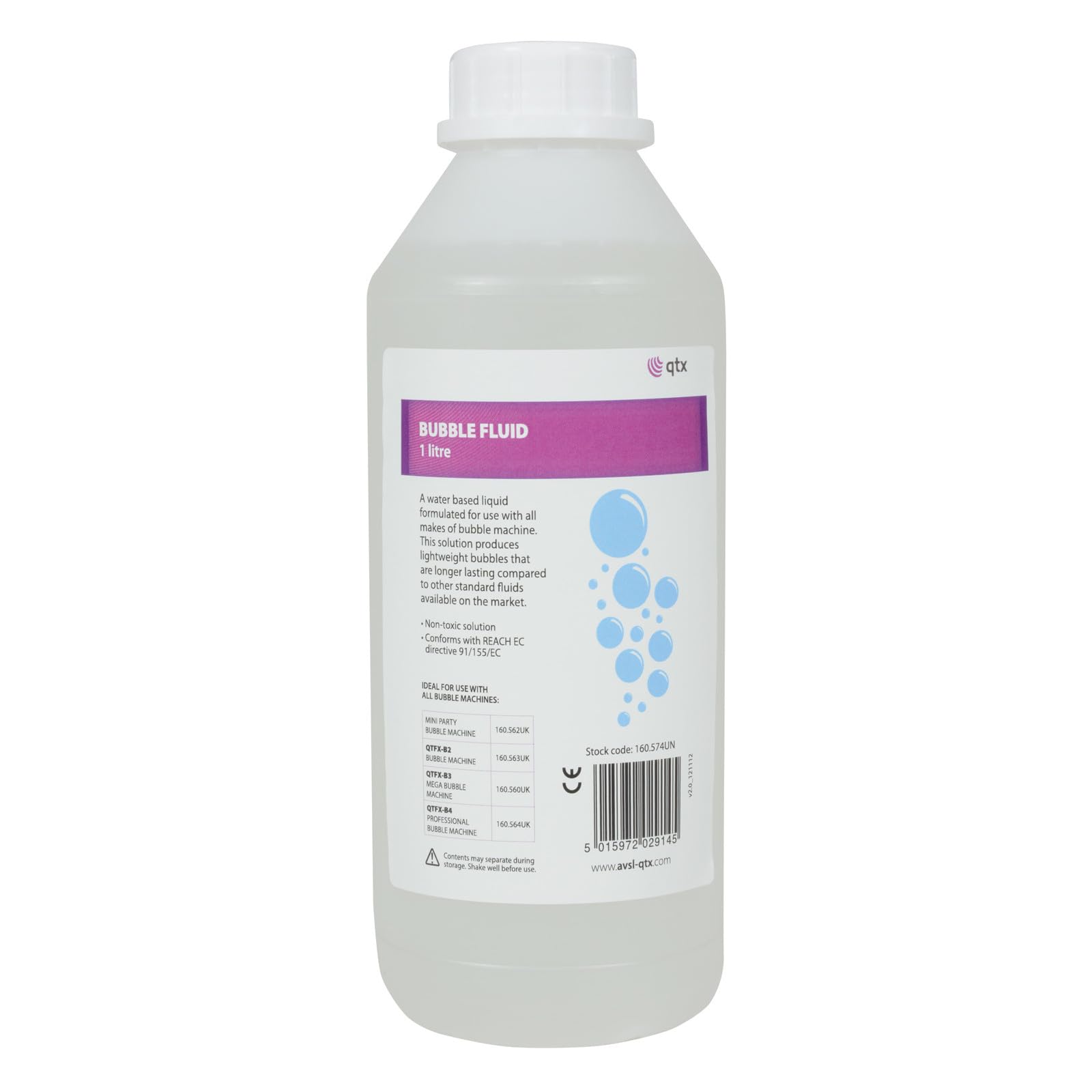 QTX | Long-Lasting Bubble Solution, Professional Bubble Fluid for All Machines | Ready-to-Use Bubble Liquid Mixture for Professional Events, Entertainers, and Home Use | 1 Litre