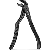 FERYES Ergonomic Non-Slip Long Handle Nail Clippers for Seniors, Unique Angled Head Curve Wide Jaw Opening Toenail Clipper with Catcher for Thick Toenails and Fingernails
