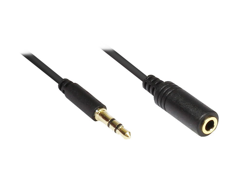 Good Connections audio extension cable black, 3-Pin, stereo audio aux male to female, 20 m audio extension cable