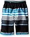 Kanu Surf Little Boys' Optic Quick Dry Beach Swim Trunk, Black/Aqua, Medium (5/6)