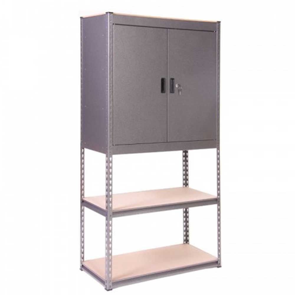 Globel Heavy Duty Half Cupboard 5 Tier Shelving Unit Racking, Lockable Storage