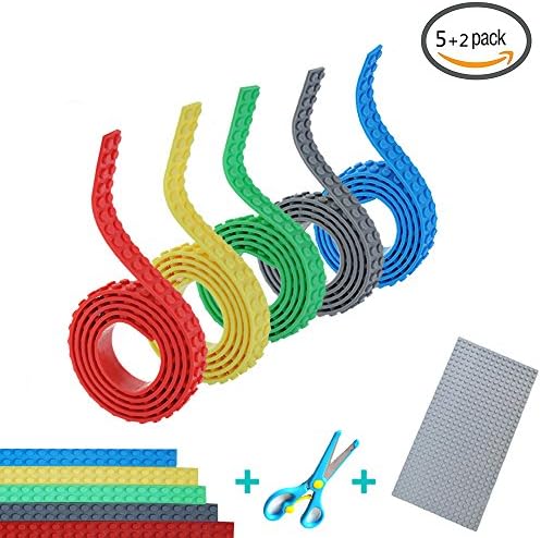5 Rolls Lego Building Block Tape , Kukcone Silicone Blocks Tape with Self Adhesive Backing , Compatible with All Lego Collections , 39.4 inches/Roll , Non-Toxic
