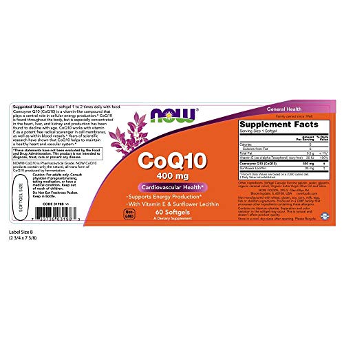 NOW CoQ10 400 mg,60 Softgels Buy Online in UAE. Hpc Products in the