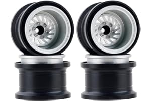 DJX TRX4MT Wheel Rims Aluminum Deep Dish Wheels for 1/18 Traxxas TRX-4MT F-150 K10 RC Monster Truck Upgrade Parts(Silver)