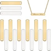 BENECREAT 32Pcs Brass Stamping Blank Tag, Rectangle Stamping Charms with 2 Holes, Name Plate Pendant Chain Connecters for Jewelry Engraving