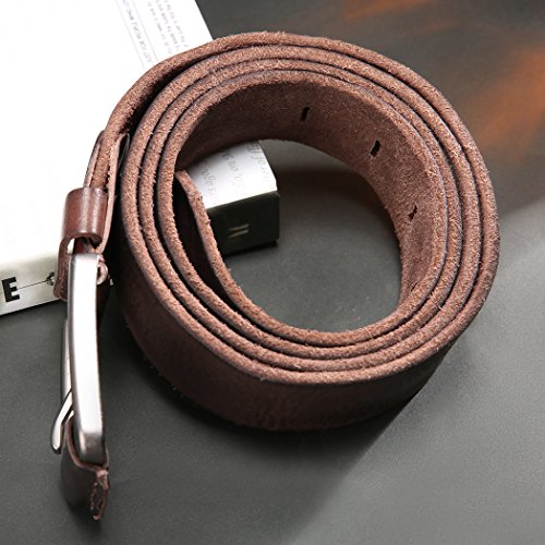 HYHZ 100% Full Grain Leather Belt Men,Anti-Scratch Buckle Waist Strap,Casual&Sports (Coffee)