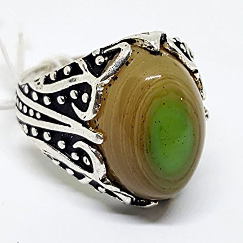 925 sterling silver ring natural multi color green eye middle eastern agate