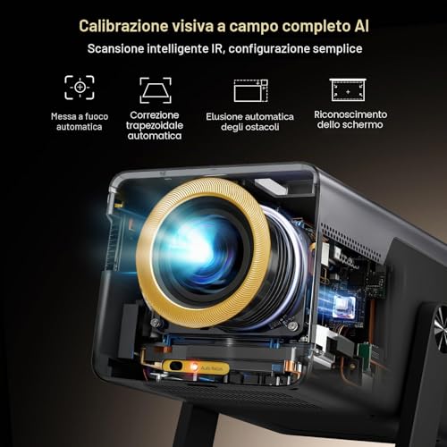 [2000 ANSI/Voice Assistant IA/1080P Native] LYNCAST X7 Smart Video Projector with Android 14 IA Car Focus/Keystone Projector with WiFi6 and Bluetooth5.4, 200 Inch Display