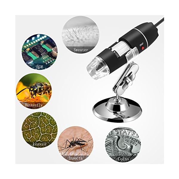 Jiusion WiFi USB Digital Hand Mikroskop, 40-1000x Wireless Vergrößerung Endoskop 8 LED Mini Kamera mit Telefon Saug-und… – Bild 3