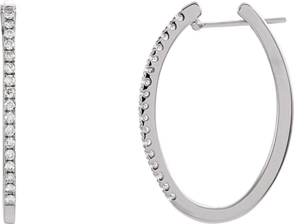 Diamond Hoop Earrings, 14K White Gold (1/2 Ctw, Color HI