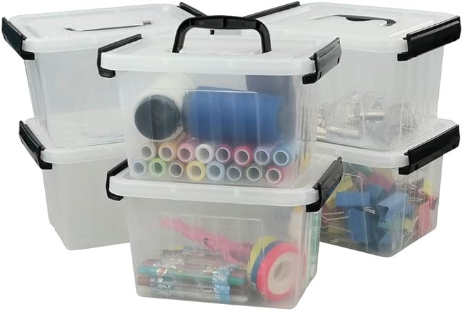 Annkky Juego de 6 Cajas de Almacenaje, Caja de Plástico con Tapa: Amazon.es: Hogar