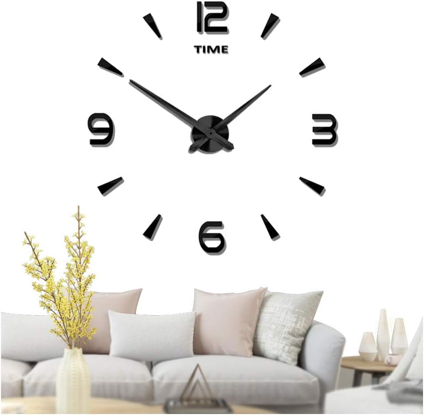 Frameless Large 3D DIY Wall Clock Mute Mirror Stickers Home Office School Decoration (2-Year Warranty) …