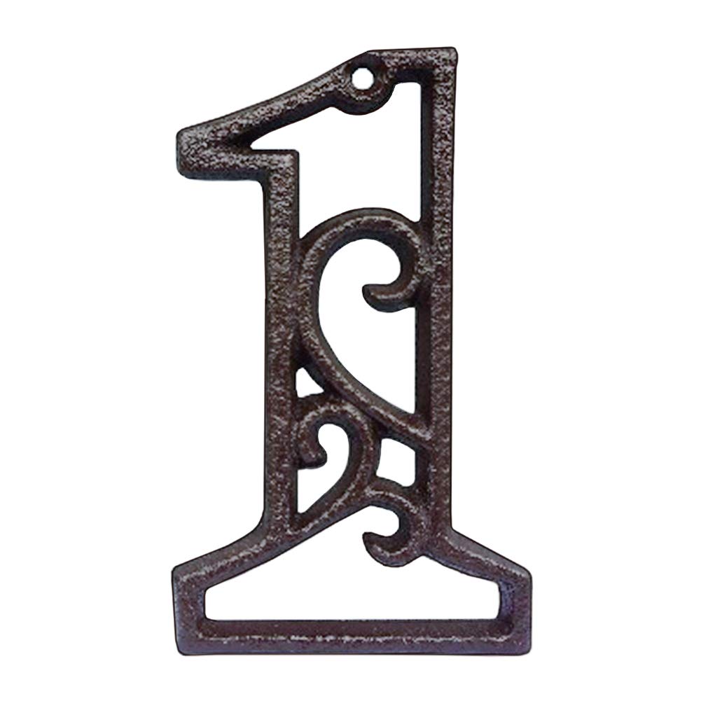 INCREWAY Cast Iron House Number,4.45 Inch Carved Decorative Iron House Number Retro Cast Iron Mail Numbers for Coffee Shop Bar Restaurant(1)
