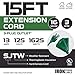 Iron Forge Cable 15ft Green Outdoor Extension Cord with 3 Outlets - 16/3 SJTW 15ft Extension Cord 3 Prong, 13 Amp All-Weather Heavy Duty Power Cable