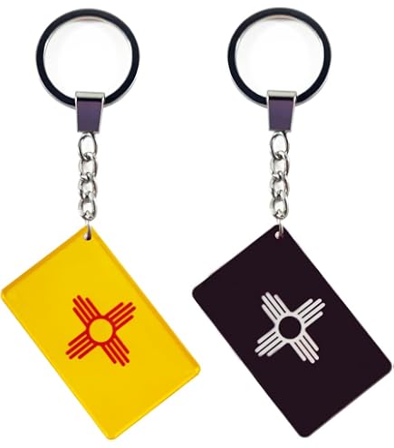 JAVD New Mexico Flag Keychain 3-Pack - 5x1.2 Inch Polyester Woven Flag With Stainless Steel Key Ring, Yellow - View #3