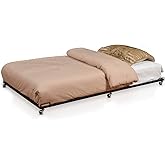 2K Furniture Designs - Twin Size Black Metal Roll Out Trundle Bed Frame for Daybed