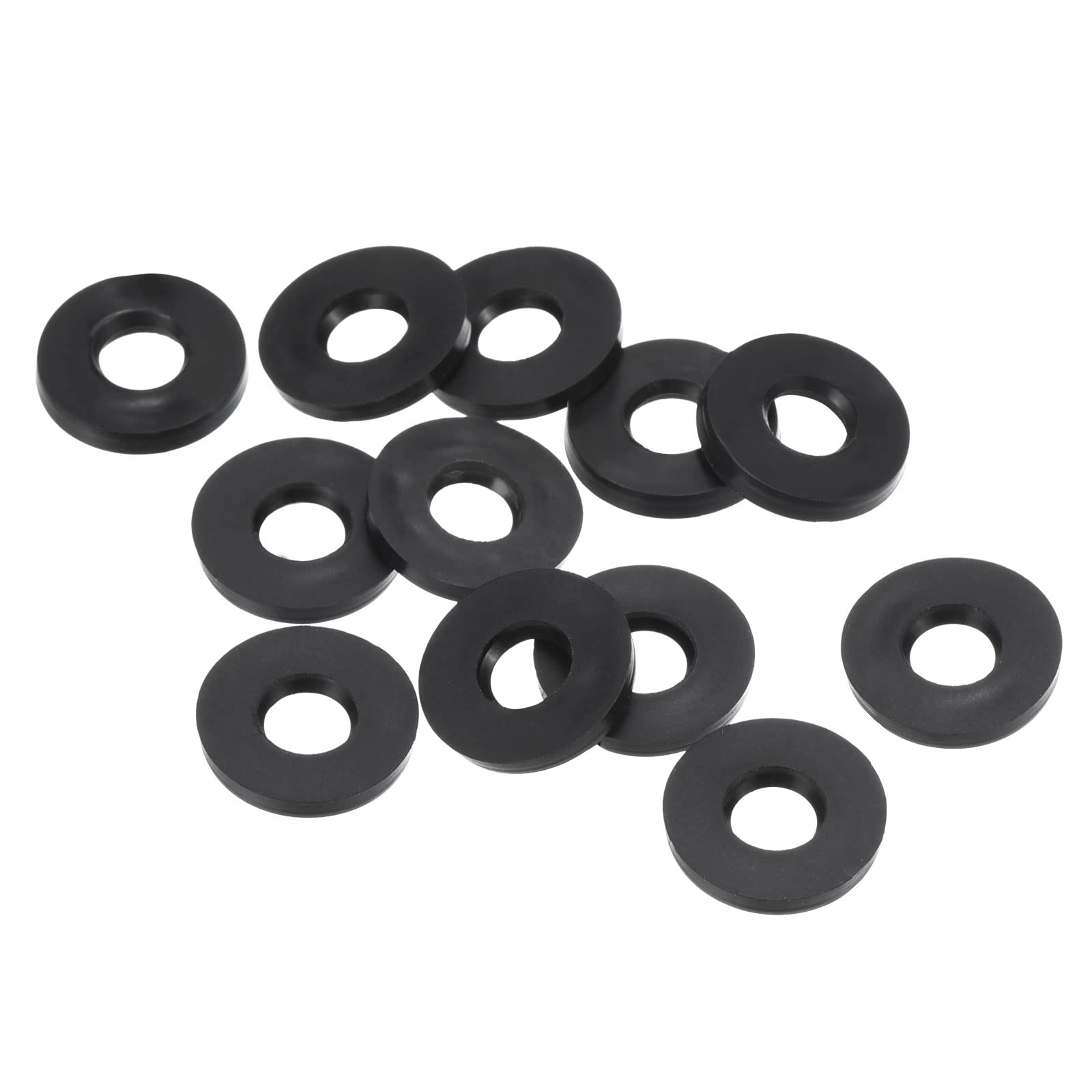 PATIKIL M5 Rubber Flat Washer, 12 Pack 5mm ID 11mm OD 1.6mm Thick Sealing Spacer Gasket Ring for Faucet Pipe Water Hose Fastener Bolt, Black — image 1
