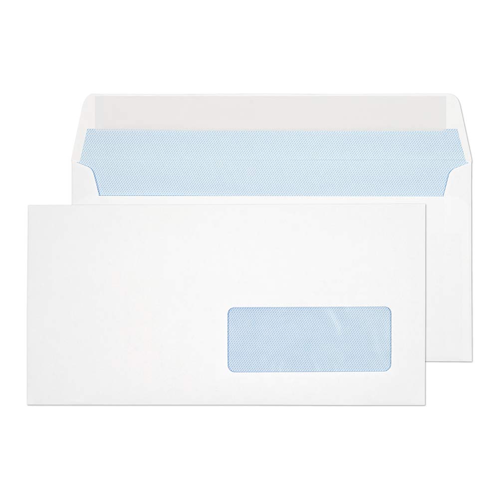Blake Purely Everyday DL 110 x 220 mm 100 gsm Right-Hand Window Peel & Seal Wallet Envelopes (25885RH) White - Pack of 500