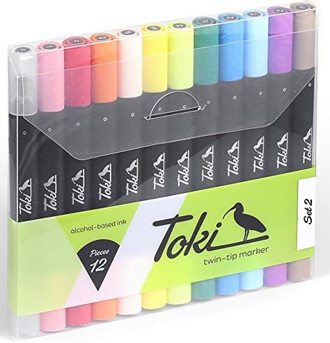 Toki Twin Tip Grafikmarker Set 2 12er 12 Set Box Grafik Design Marker Pen