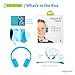 Wireless Bluetooth Headphones for Kids - BuddyPhones PLAY | Kids Safe Volume Limited to 75, 85 or 94 dB | Foldable with 14-Hour Battery Life | Optional Cable for Audio Sharing | Blue