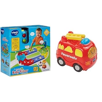 Vtech Baby 80-127804 - Tut Tut Baby Flitzer - Straßen-Set & 80-119804 - Tut Tut Baby Flitzer - Feuerwehr