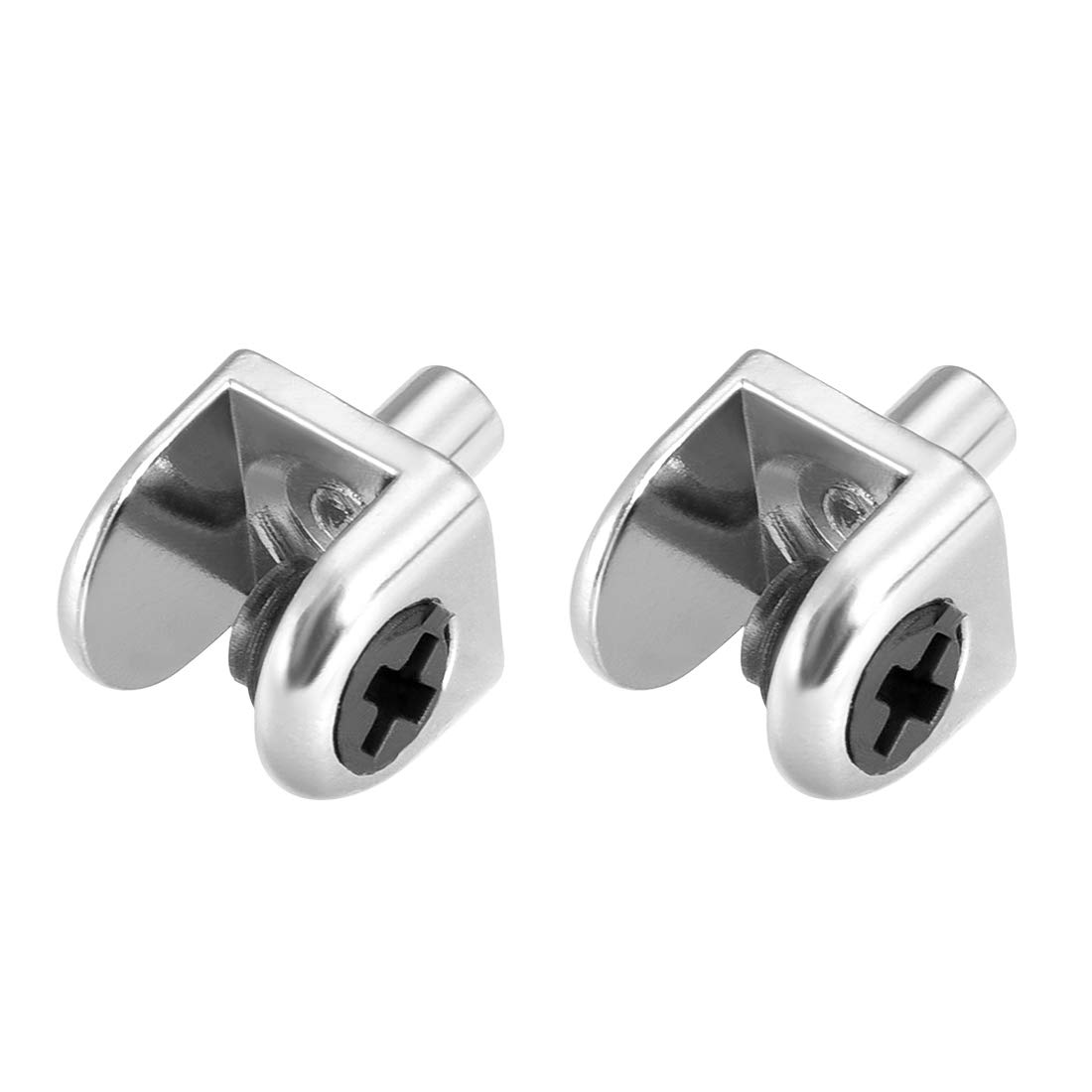 Sourcingmap Glass Shelf Brackets, 2pcs Zinc Alloy Glass Shelf Clamp Pegs Support Clip Shaft Mount for 5-8mm Thick