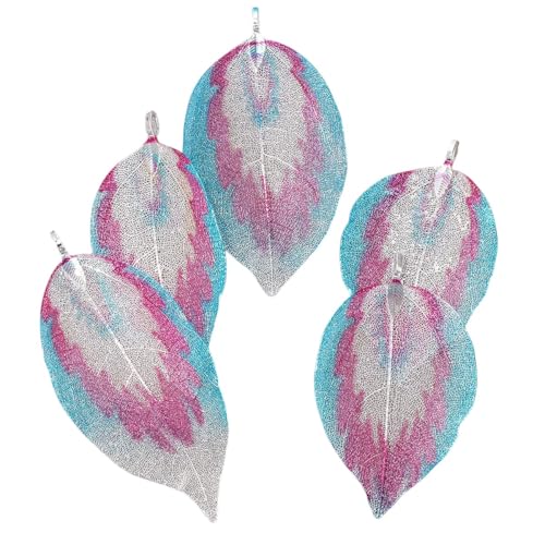 Electroplated Metal Leaves Pendent 5Pcs ColoRIFul Alloy Metal Leaf Charrm Jewelry Accessories For Making Diy Necklace Earring