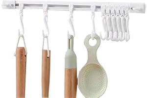 Kitchen Utensil Hooks | No-Drill Adhesive Multi-Functional | Kitchen Organization Hanger Rod,for Pot Spoon Spatula Funnel Egg