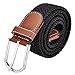 Ayliss Men's Elastic Fabric Woven Stretch Belt Leather Inlay,Black
