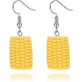 MALOYANVE Corn Earrings for Women Handmade 3D Funny Resin Lightweight Statement Lifelike Corn Candy Food Dangle Drop Earrings Autumn Fall Thanksgiving Day Holiday Jewelry