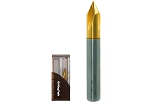 Sulfuras Chamfer End Mill, 60° V Groove, 1/4" Shank, AlTiBN Coated- Perfect Mill Bits for Wood, Alloy Steels, Hardened Steels, Metals - Ideal for DIYers & Pros, CNC Carving Bits etc. (1PC, 1/4"- 60°)