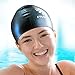 Padida Swimming Cap for Long Hair Women Silicone Waterproof Swim Cap Keep Average & Large Head Dry with Thick, Curly and Braided Hair, Amazing Summer Gift Swimmers Caps(Black)