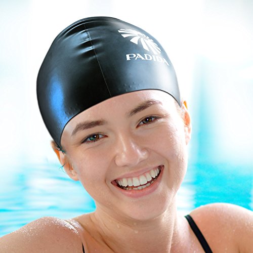 Padida Swimming Cap for Long Hair Women Silicone Waterproof Swim Cap Keep Average & Large Head Dry with Thick, Curly and Braided Hair, Amazing Summer Gift Swimmers Caps