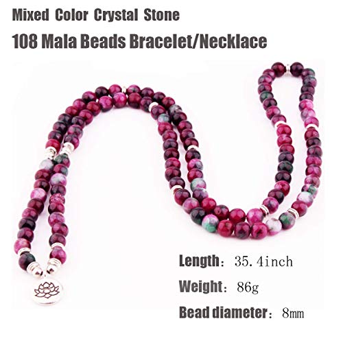 GVUSMIL 108 Mala Beads Wrap Bracelets Charm Natural Gemstone Colorful Mala Bead Bracelet