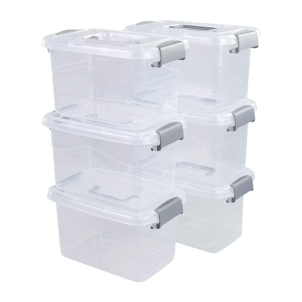 Vcansay 5 L Plastic Storage Boxes with Lids and Handles, 6 Packs