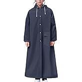 RINJOY Raincoat for Adults Reusable EVA Poncho with Hood Waterproof Raincoats Long Rain Jacket for Men Women Outdoor Camping