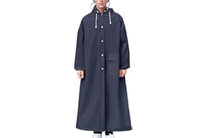 RINJOY Raincoat for Adults Reusable EVA Poncho with Hood Waterproof Raincoats Long Rain Jacket for Men Women Outdoor Camping