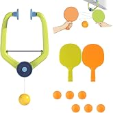 SquEqu Hanging Table Tennis Trainer with Doorway Clip Ping Pong Paddles Rackets and 6 Balls Table Tennis Training Set No Table Game for Kids Indoor Sports Door Frames Attachement Hit Shot Practice
