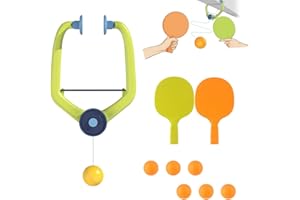 SquEqu Hanging Table Tennis Trainer with Doorway Clip Ping Pong Paddles Rackets and 6 Balls Table Tennis Training Set No Table Game for Kids Indoor Sports Door Frames Attachement Hit Shot Practice