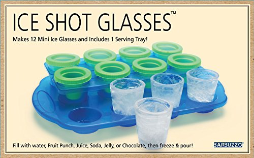 Ice Shots - Set of 12 Ice Mold Shot Glasses With Serving Tray - Just Freeze Pour and Serve Up Your Ice Cold Shots