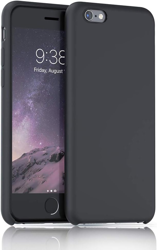Lamzu iPhone 6 Case/iPhone 6S Case, Soft Smooth Shockproof Silicone Rubber Case with Soft Fiber Lining Compatible with iPhone 6 / 6S,Blackh1